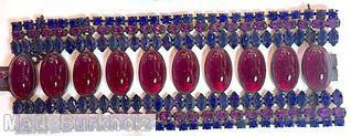 Schreiner 7 row wide bracelet 10 large oval cab small square small navette ruby large oval cab navy purple jewelry