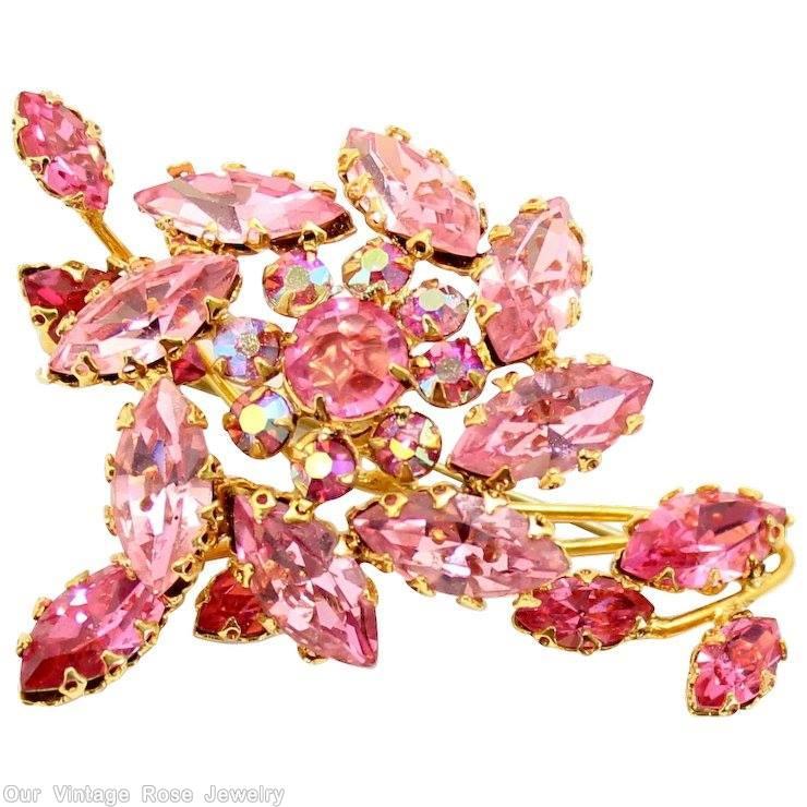 Schreiner 1 trembling flower pin pink navette jewelry