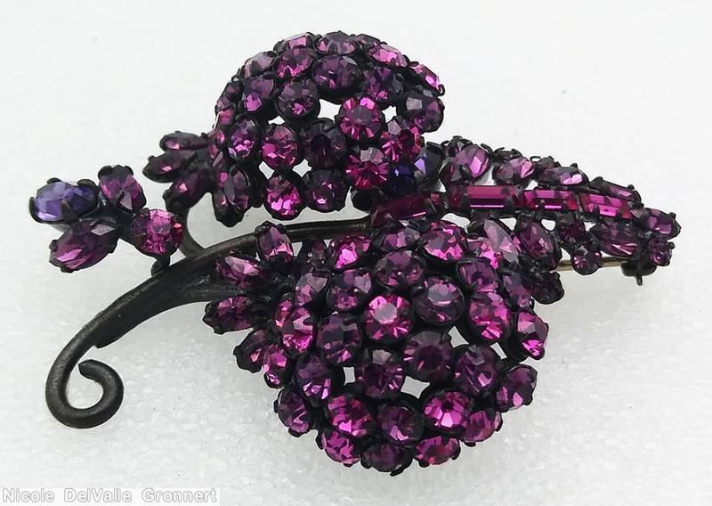 Schreiner 2 clustered ball leaf pin magenta jewelry