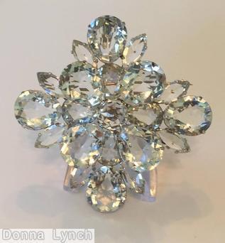 Schreiner 2 level cross pin 12 teardrop stone crystal jewelry