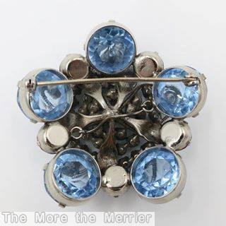 Schreiner 5 wired seeds petal radial pin 5 metal leaf milk aqua amber silvertone jewelry