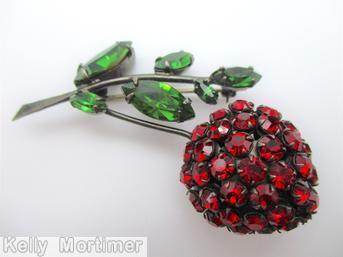 Schreiner clustered ball 5 leaf branch strawberry pin ruby emerald jewelry