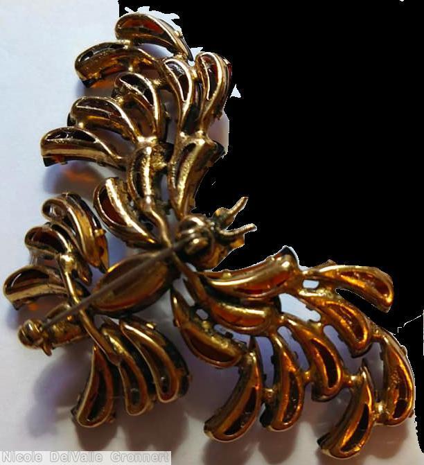 Schreiner comma stone wing butterfly amber ab coral jewelry