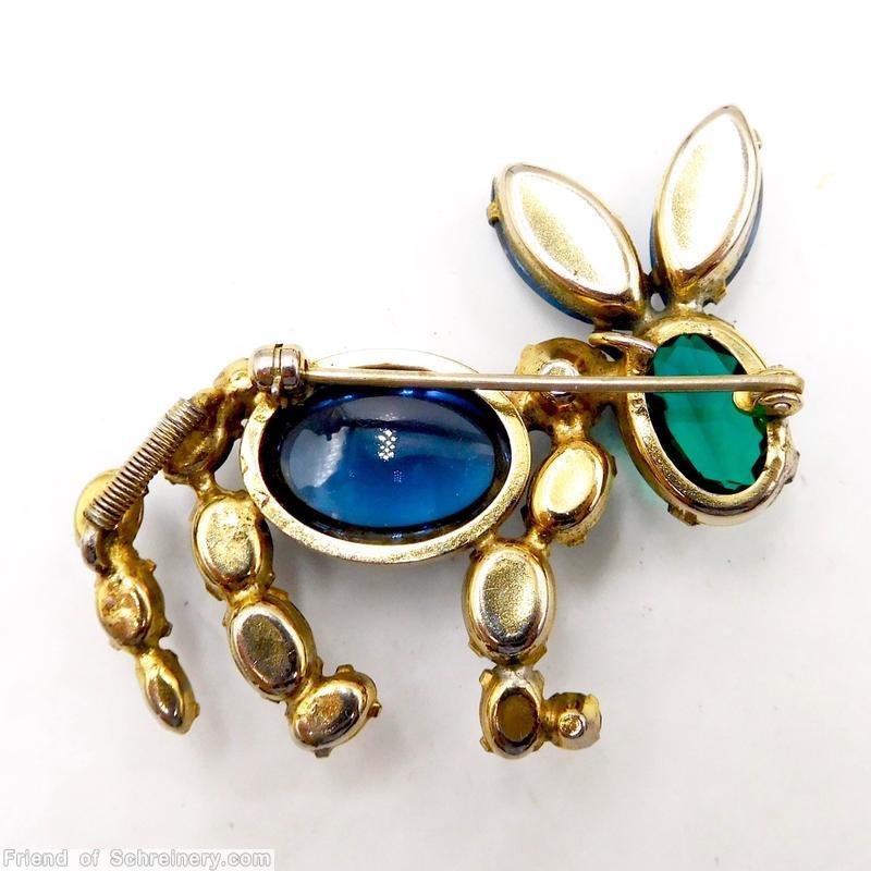 Schreiner donkey trembler large oval cab body 2 large navette ear trembling tail navy large oval cab emerald goldtone blue jewelry