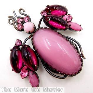 Schreiner large oval body bug 2 large navette wing 4 antenna 3 eye 4 leg opaque pink fuchsia jewelry