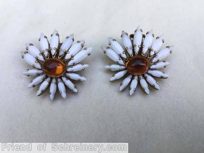 Schreiner daisy varied size 15 navette white navette jet oval center jewelry