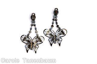 Schreiner dangling wired butterfly crystal japanned jewelry