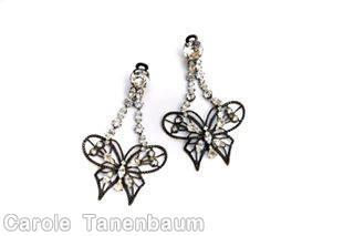 Schreiner dangling wired butterfly crystal japanned jewelry