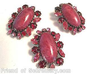 Schreiner large oval cab center earring 6 navette 8 chaton large marbled oval magenta cab ruby ice pink jewelry