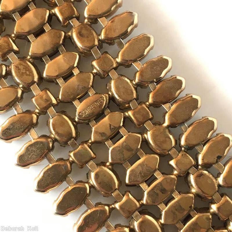 Schreiner 5 row wide bracelet 31 small navette center row small chaton small oval stone crystal jewelry