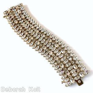 Schreiner 5 row wide bracelet 31 small navette center row small chaton small oval stone crystal jewelry
