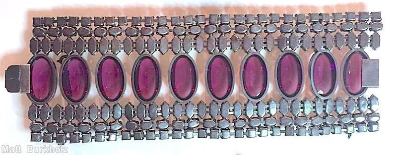 Schreiner 7 row wide bracelet 10 large oval cab small square small navette ruby large oval cab navy purple jewelry