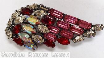 Schreiner 10 baguette wing pink ruby crystal ab jewelry