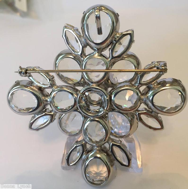 Schreiner 2 level cross pin 12 teardrop stone crystal jewelry