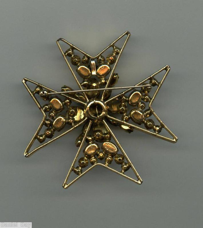 Schreiner 2 level cross shadow box pin concaved end coral ab jewelry