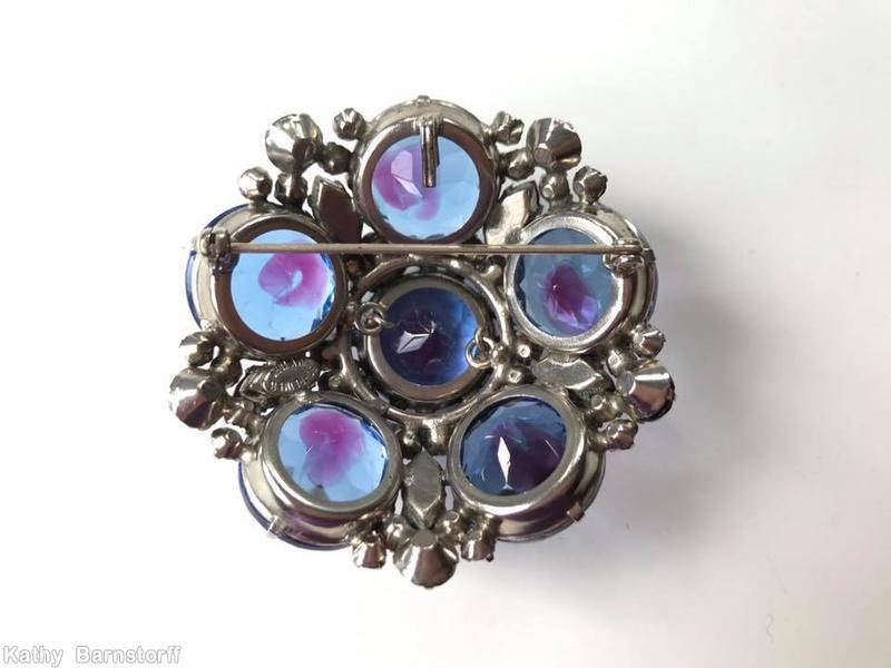Schreiner 5 large chaton domed round pin large chaton center bicolor sapphire ruby ice pink purple jewelry