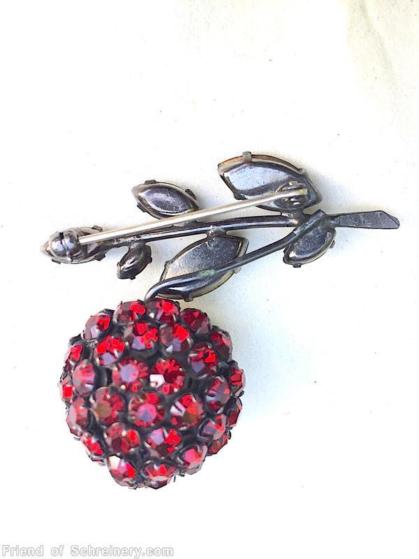 Schreiner 6 leaf on stem berry pin clustered ball short stem varied size navette ruby clustered ball emerald navette jewelry