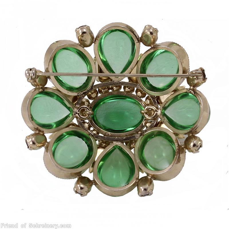 Schreiner bezel setting domed oval radial pin 4 large oval cab 4 large teardrop 8 small teardrop large oval center green large oval cab peridot small chaton crystal teardrop jewelry