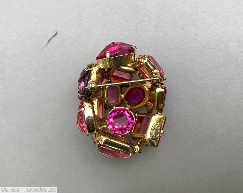 Schreiner high domed fist pin 12 baguette fuchsia jewelry