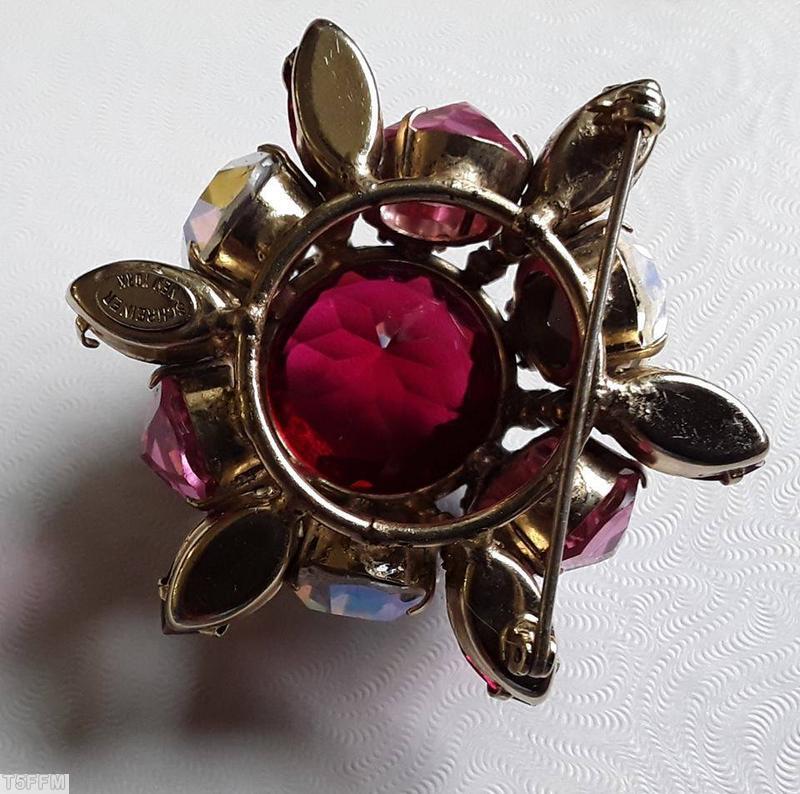 Schreiner mile high domed round pin 6 large oval side stone large round top stone 6 navette ruby opaque white pink ab green blue jewelry