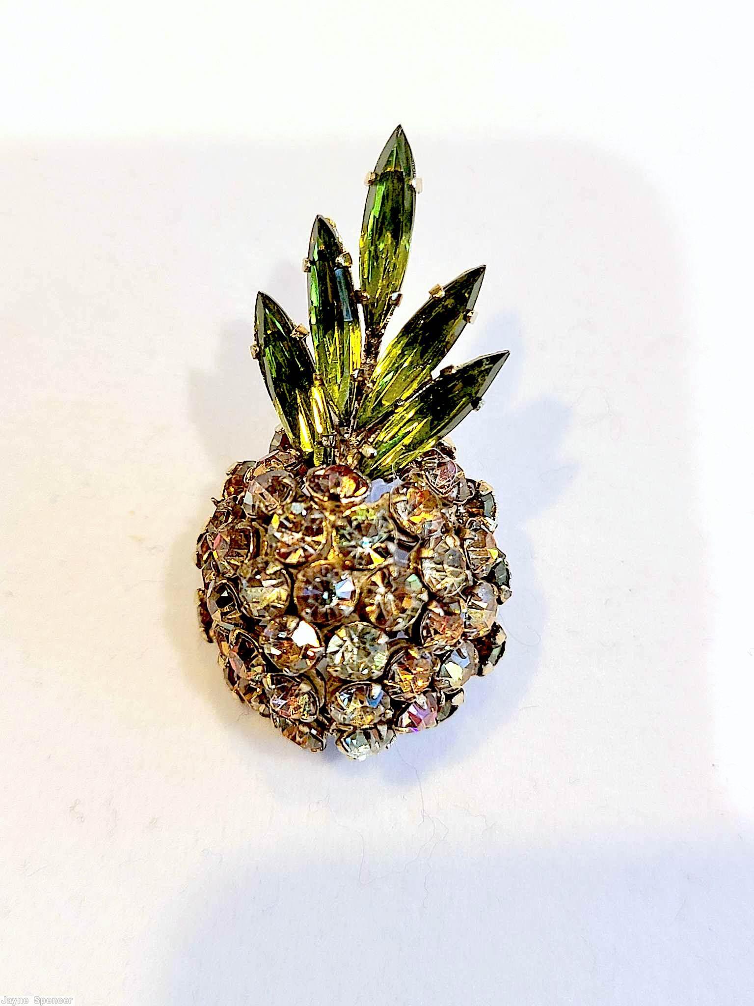 Schreiner pineapple pin crystal green jewelry