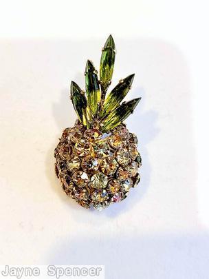 Schreiner pineapple pin crystal green jewelry