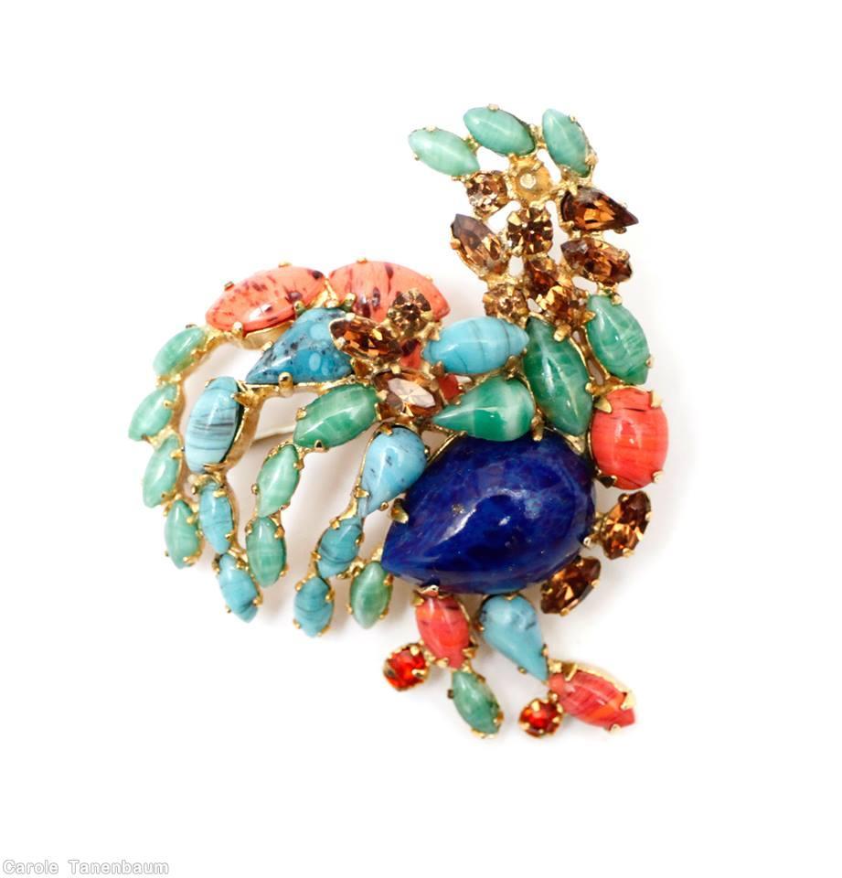 Schreiner rooster lapis amber matrix coral marbled green turquoise jewelry