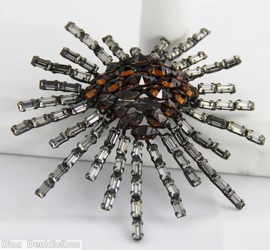 Schreiner spoke spider pin 24 baguette branch brown crystal jewelry