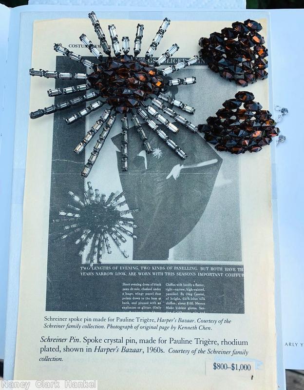 Schreiner spoke spider pin 24 baguette branch brown crystal jewelry