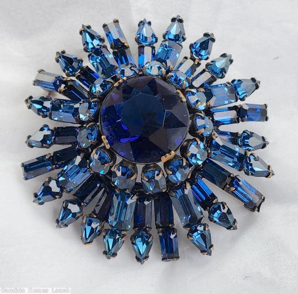 Schreiner starburst pin 24 branch large chaton center 2 level 24 branch sapphire large faceted chaton center jewelry