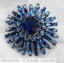 Schreiner starburst pin 24 branch large chaton center 2 level 24 branch sapphire large faceted chaton center jewelry