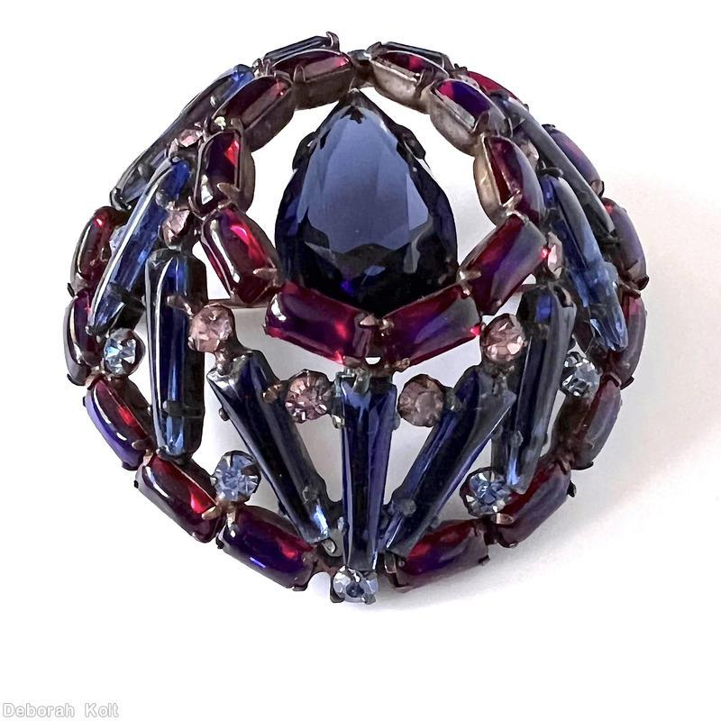 Schreiner swirled 9 keystone high domed oval pin 3 rounds large teardrop center slim rectangle cab bordered large faceted navy teardrop navy keystone ice blue small chaton ice pink small chaton bicolor royal blue raspberry rectangular stone jewelry