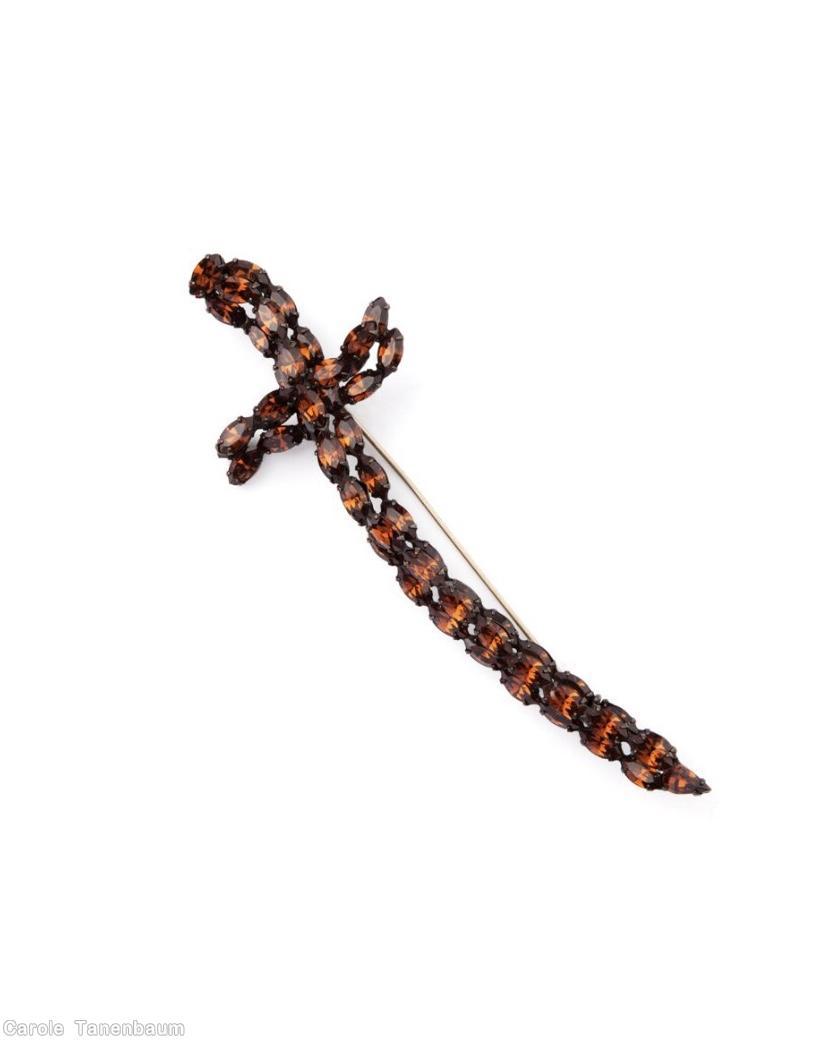 Schreiner sword pin topaz goldtone jewelry