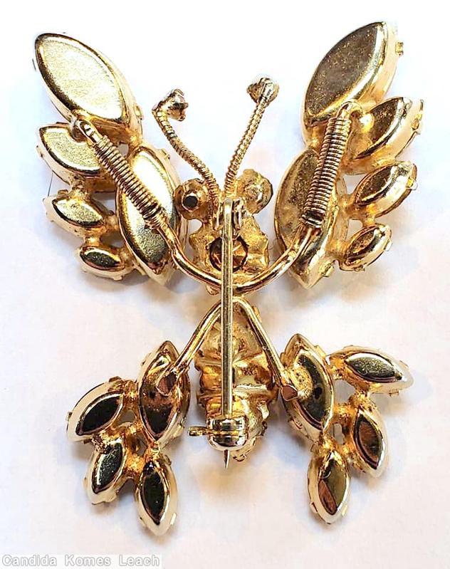 Schreiner trembling wing small butterfly metalic brown goldtone jewelry