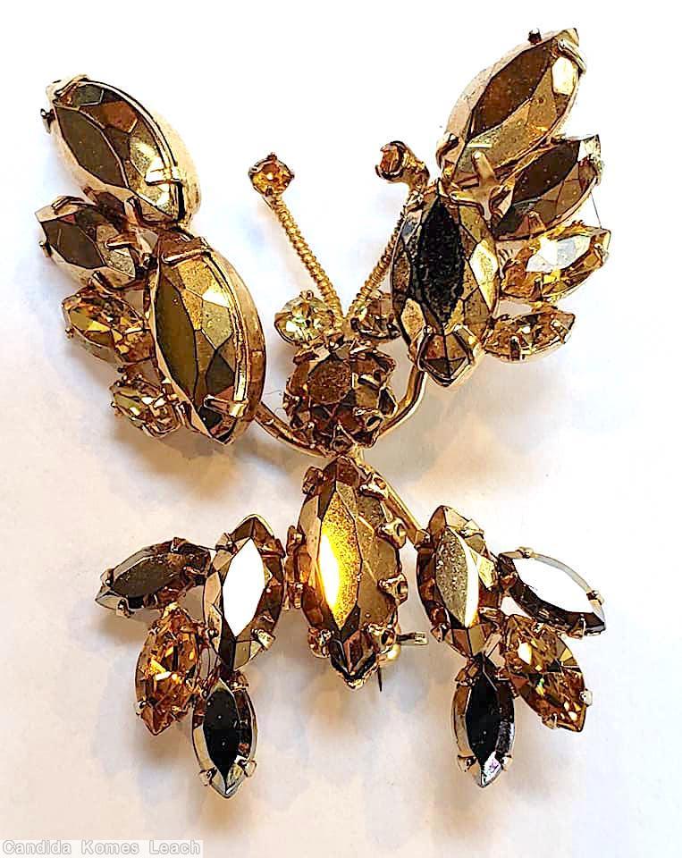 Schreiner trembling wing small butterfly metalic brown goldtone jewelry