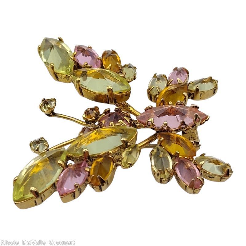 Schreiner trembling wing small butterfly peach large navette peridot navette topaz small navette small peridot inverted stone goldtone jewelry