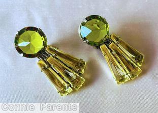 Schreiner 3 keystone large chaton large faceted peridot chaton clear champgne jewelry
