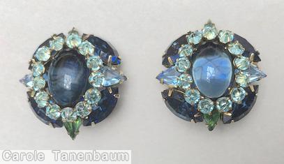Schreiner 4 navette large oval cab center 13 surrounding chaton 4 teardrop radial earring ice blue openback large oval cab center inverted aqua chaton navy navette green goldtone jewelry