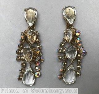 Schreiner 4 tassel dangling earring large teardrop stone top back to back teardrop 6 teardrop crystal jewelry