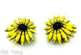 Schreiner daisy varied size 15 navette yellow navette black oval cab jewelry