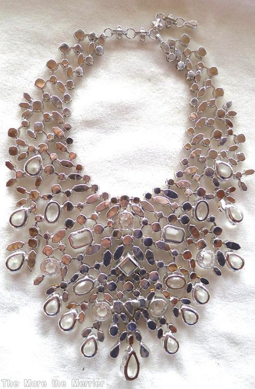Schreiner large waterfall necklace 13 large teardrop 2 large emerald cut 4 large oval cab 4 large chaton silvertone crystal inverted faceted jewelry